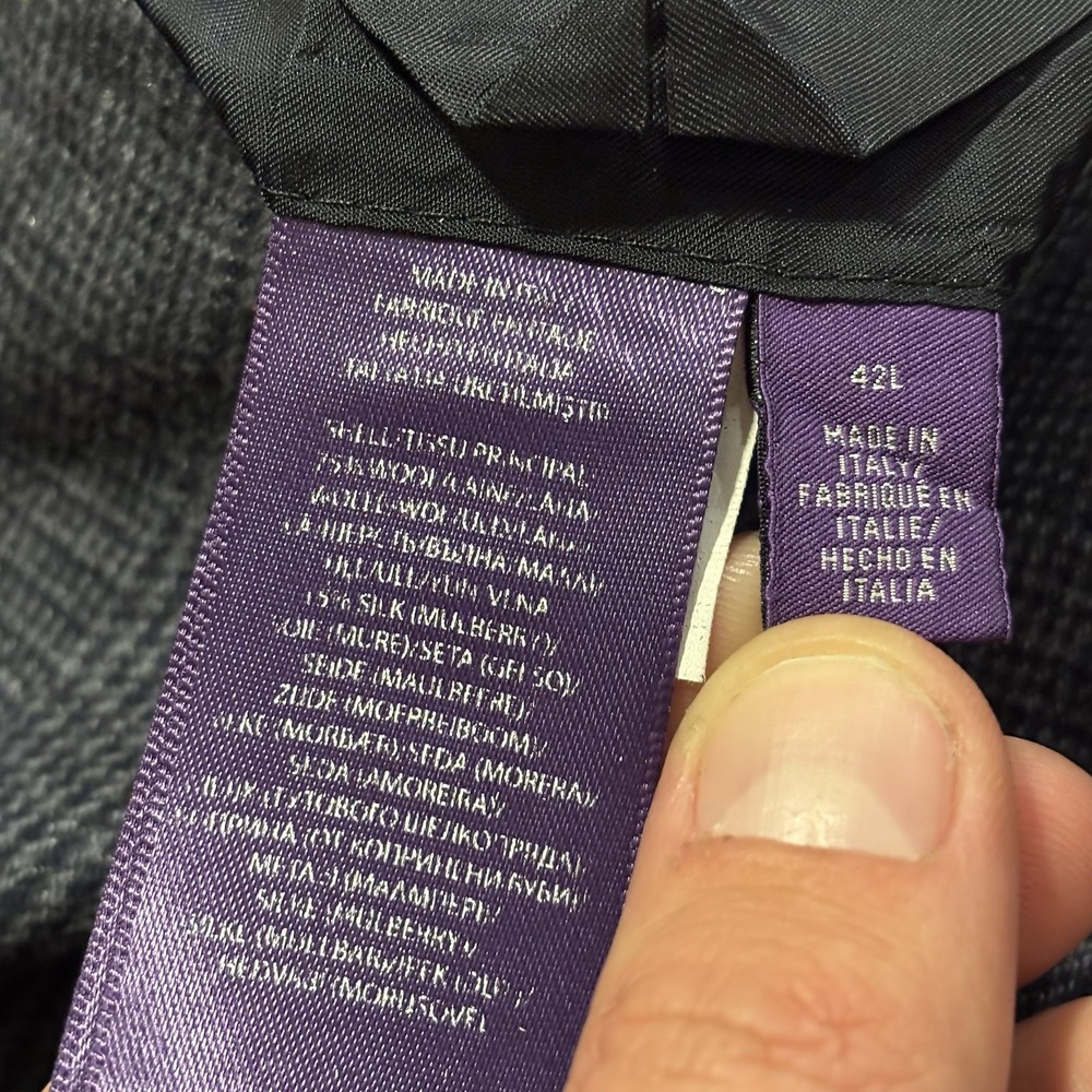 Ralph Lauren Purple Label "Gregory" Suit Slim 42L Fits 40L Grey Glen Plaid 34x32 - Picture 9 of 16
